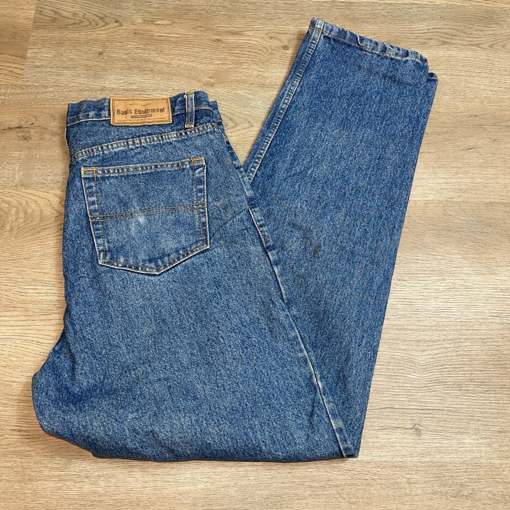 Vintage Basic Equipment Jeans Mens 36x32 Blue Acid Wash Denim Made in Turkey